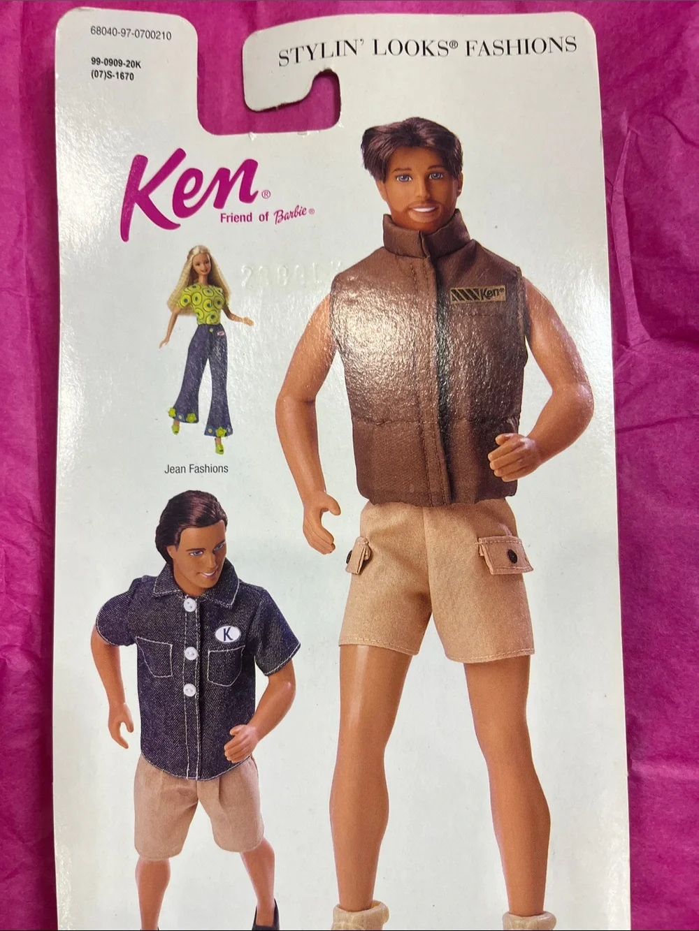 Vintage Ken Friend of Barbie Stylin' Looks Striped Shirt & Blue Shorts Outfit